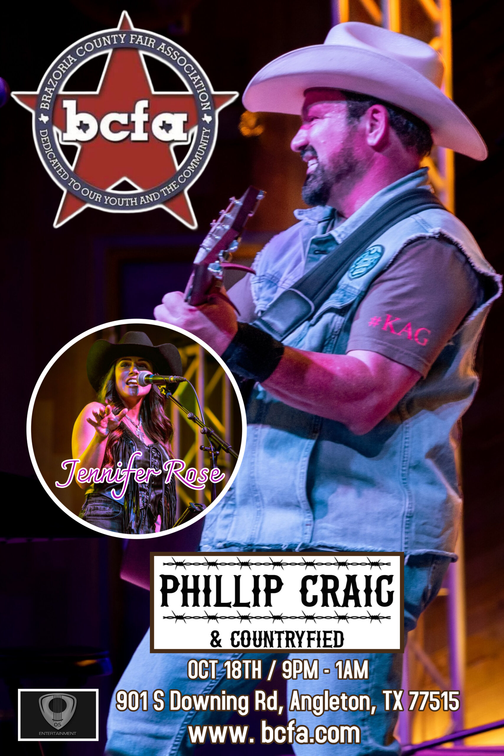 Phillip Craig w/Jennifer Rose & Countryfied @ Brazoria County Fair (Beer Garden Stage)