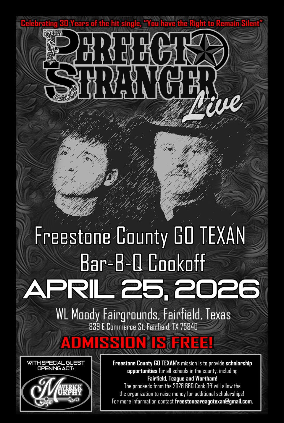 Perfect Stranger w/Special Guest Maverick Murphy @ Freestone County Go Texans Bar-B-Q Cookoff