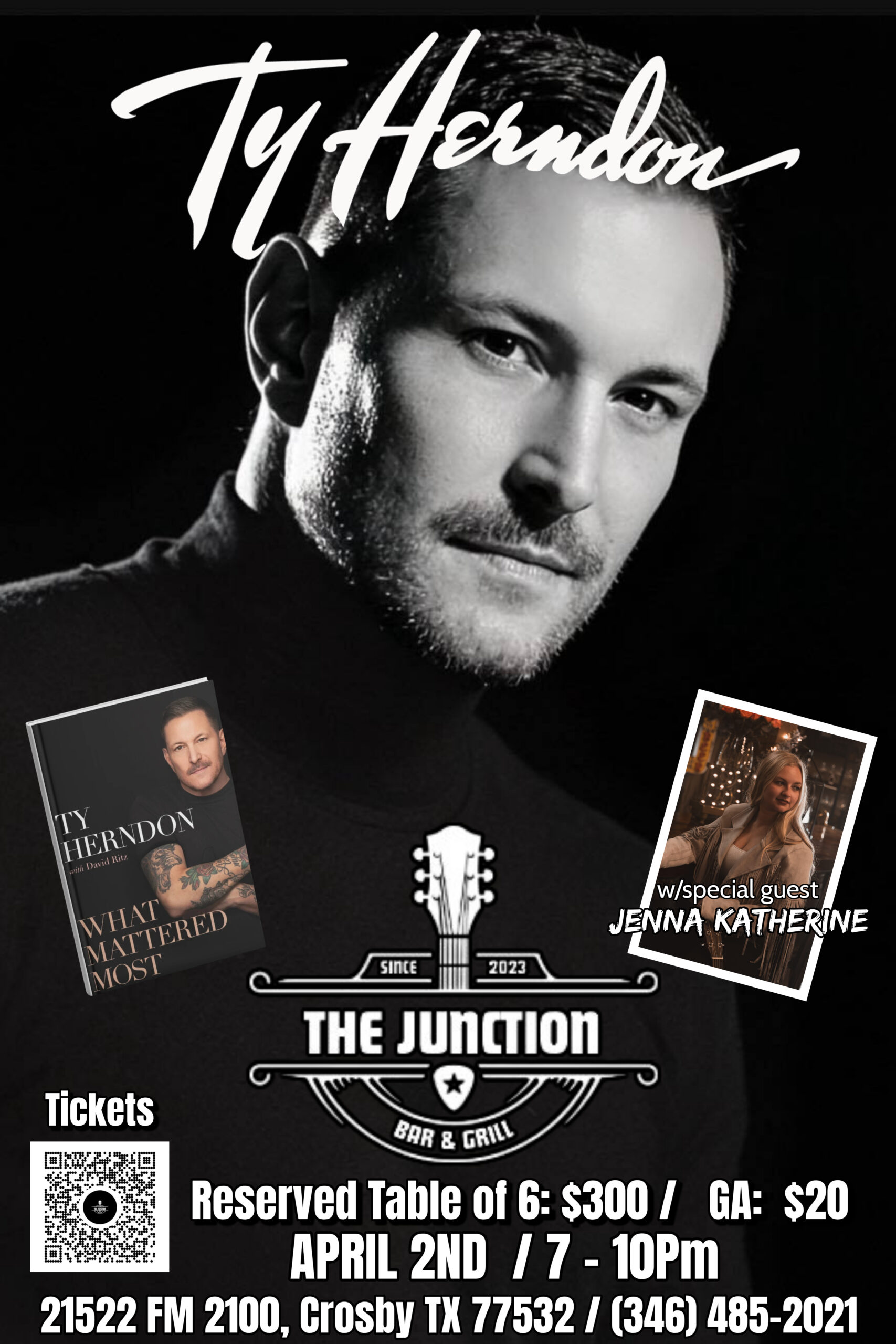 Ty Herndon w/special guest Jenna Katherine @ The Junction Bar and Grill